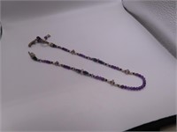 16" Sterling & Purple Stone Beaaded Necklace modrn