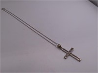 Sterling 16" Necklace & 1.5" CROSS Pendant bright