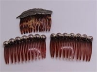 (3) vintage Hair 2.5" Comb Holders w/ Sterling