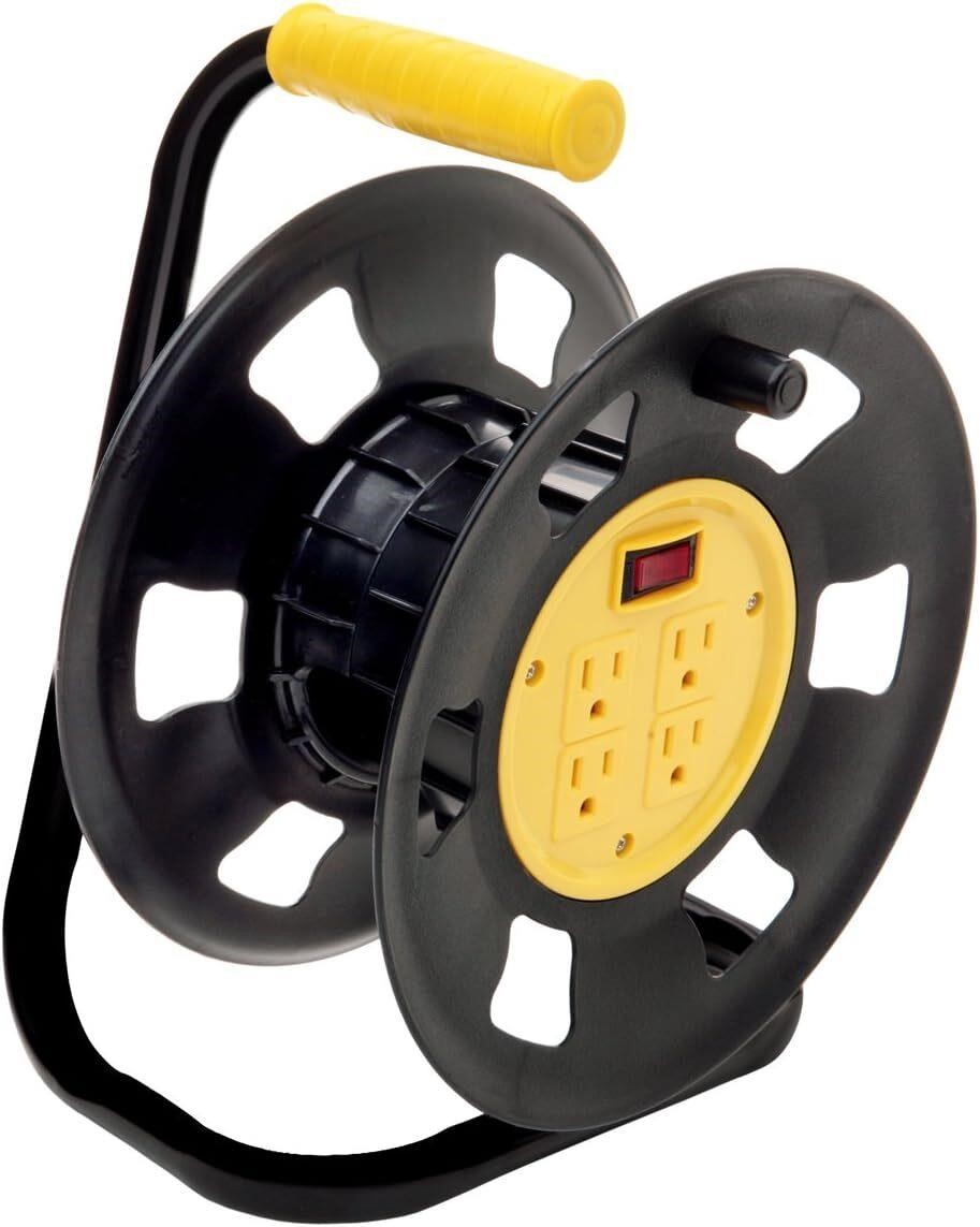 Extension Cord Reel; Multi-Outlet; Blk/Yellow