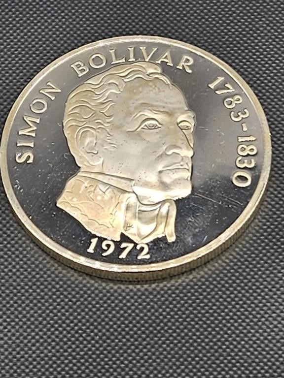 Solid Silver Panamanian 20 Balboas Coin, 4.647 oz.