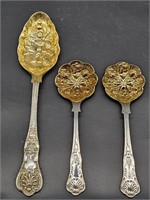 3- Serving Pieces w/ Gold Accent Sheffield England