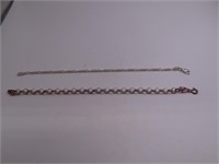 (2) Sterling 6.5" Bracelets Linked Light 7g