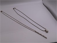 (2) Sterling 17" Necklace & Pendants 10g Bling/Sck