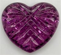 Cut Crystal Lavender Purple Heart Paperweight