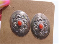early Pawn Sterling ABsigned 1.25" Earrings RedCrl