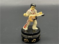 Porcelain Elvis Trinket Box w/ Mini Mic & Guitar