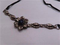 Sterling PawnLook Flower Necklace bluestone 16g