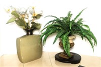 Faux Florals & Fern in Ceramic Vases