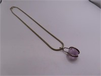 Sterling 15" Necklace + 1/2" Amethyst Ball Pendant