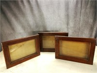 (3) Antique Shadow Box Frames Adjustable Backs