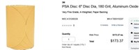 PSA Disc: 6" Disc Dia, 180 Grit, Aluminum Oxide