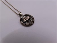 Sterling 5/8" PIG Pendant w/ 18" Thin Necklace 3g