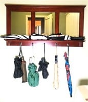 Coat Hanger Unit on Wall & Umbrellas