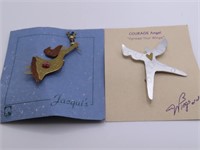 (2) Designer 2" ANGEL Themed Pins