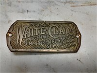 White Clad Simmons Hardware Brass Tag