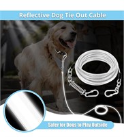 Blue Dog Tie Out Cable: Reflective 10ft Heavy Duty