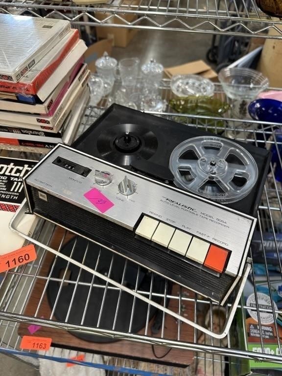 LOT OF MAGNETIC TAPE & RADIO SHACK PLAYER