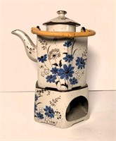 Japan Stoneware Tea Pot & Warming Stand