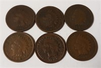 6 Indian Head Cents 1880-1907