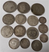 Bag 15 Silver Foreign Coins 80gr, 2.5oz