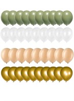 Sage Green Gold White Latex Balloons,52 Pcs Green