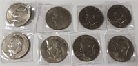 Lot of 8 Eisenhower Dollar Coins 1971-1978
