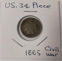 1865 Civil War III Cent Piece