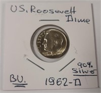 1962 Roosevelt Silver Dime 90%
