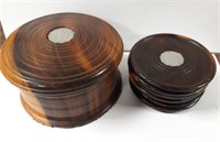 Wood Coaster Set with Jamaica Coins