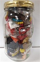 Jar with Misc Costume Jewelry, Coins