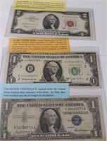 1957 Silver Certificate, 1963 Bar Note, 1963 Red