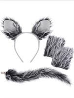 Wolf Costume Set Grey Wolf Ears Headband, Gloves