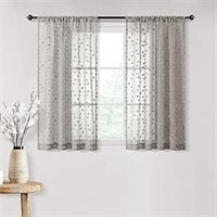 MYSKY HOME Pom Pom Grey Sheer Curtains for