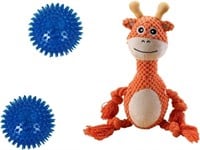 (new)Dog Plush Toys with 2 Squeaky Balls, Durable