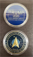 Pair of Challenge Coins. 2020 Trump Presidential
