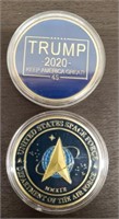 Pair of Challenge Coins. 2020 Trump Presidential