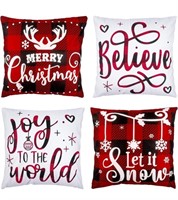 4 pcs ALINK Christmas Pillow Covers 18x18 Set of