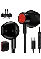 New - 2 PC - Bass Earphones Red + Black