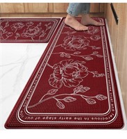 2 pcs Kitchen Floor Mat-Red Cushioned Anti
