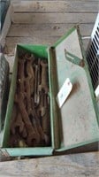 METAL IMPLEMENT TOOLBOX AND WRENCH CONTENTS