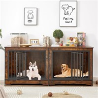 75'' Double Dog Crate Furniture for 2 Large Dogs