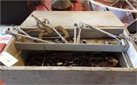 VINTAGE WOODEN TOOL BOX AND ALL CONTENTS-