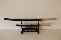 Set of Decorative Samurai Swords on Stand