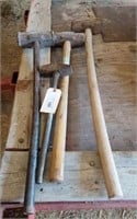 3 SLEDGE HAMMERS AND ONE SMALLER HAMMER