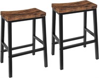 Set of 2 Bar Chairs  Rustic Brown and Black