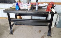 METAL SHOP TABLE WITH BENCH VISE