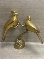 Brass Sculpture Birds On Perch
