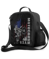 Reusable Insulated Motocross U.S Flag Lunch Box