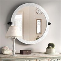Farmhouse Round Wood Vanity Mirror